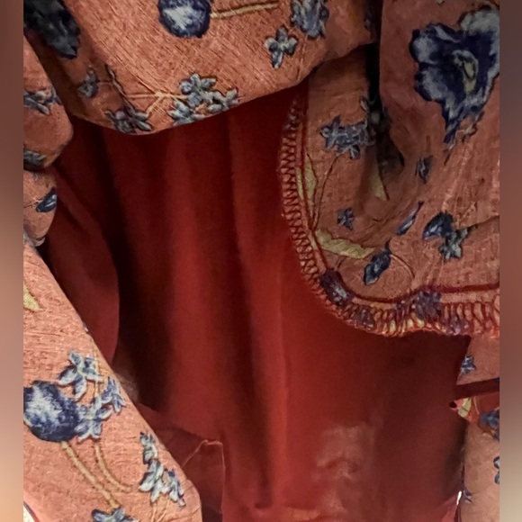 Free People Flower Fields Mini Dress Burgundy Ballon Sleeves Ruffles Boho Small - Picture 14 of 14